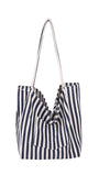 Striped Canvas Tote Bag – Navy & White Narrow Stripes