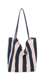 Striped Canvas Tote Bag – Navy & White Bold Stripes