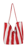 Striped Canvas Tote Bag – Red & White Bold Stripes