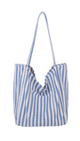 Striped Canvas Tote Bag – Blue & White Narrow Stripes