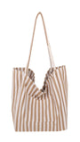 Striped Canvas Tote Bag – Khaki & White Narrow Stripes