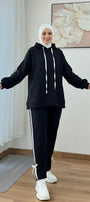 Breathable Stretch Hoodie & Pants Set – Black