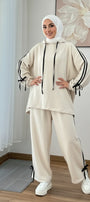 Breathable Stretch Hoodie & Pants Set – Cream
