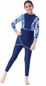 Nura 3-Piece Kids' Modest Swimsuit-Ocean Blue
