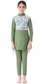 Rahma 3-Piece Kids' Modest Swimsuit-Olive Green