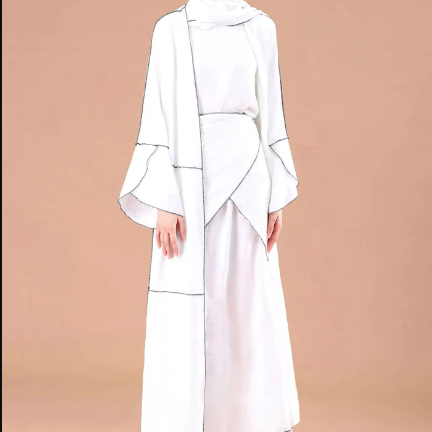 Beautiful and Modest White Abaya Set for Girls - Amara ZA101