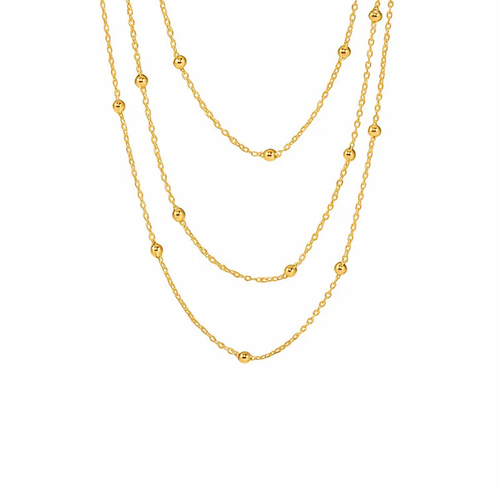 Layered Satellite Bead Chain Necklace – Gold