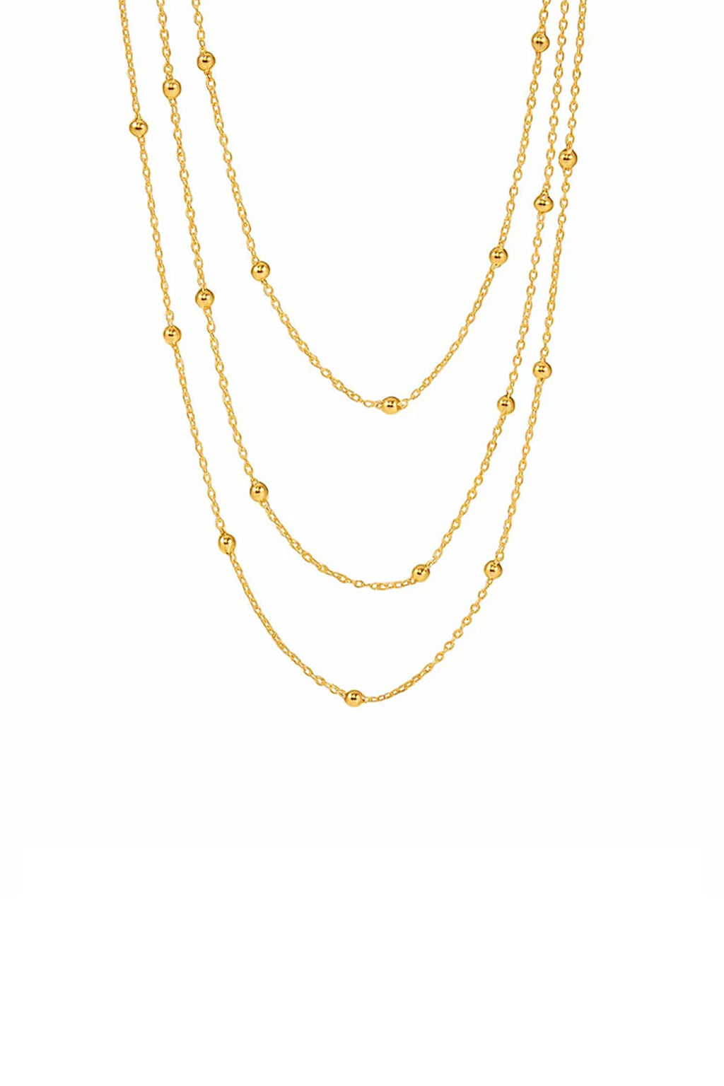 Layered Satellite Bead Chain Necklace – Gold
