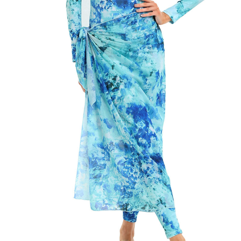 Crystal Wave Graphic Beach Sarong Wrap- Swim Cover Up
