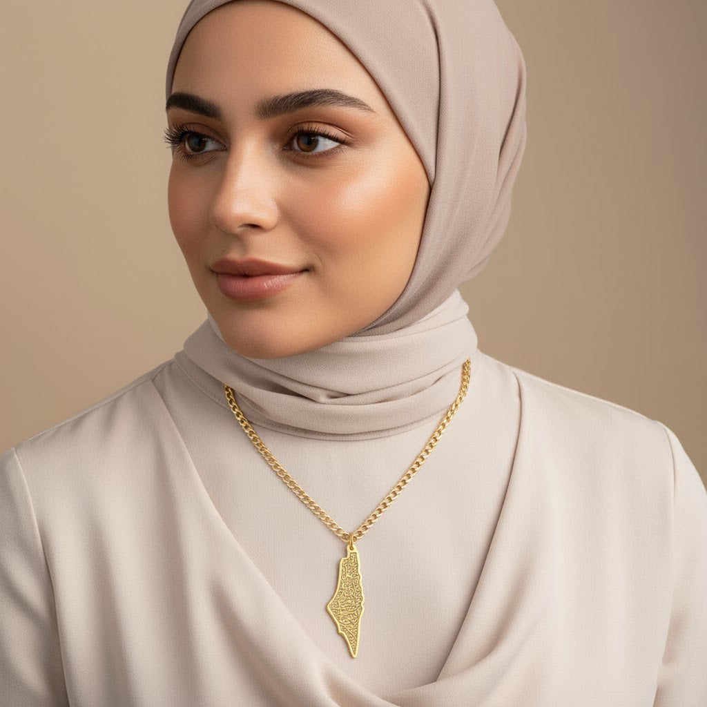 Palestine Map Outline Necklace