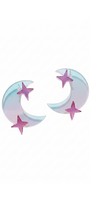 Moon Star Enamel Stud Earrings Pastel Design