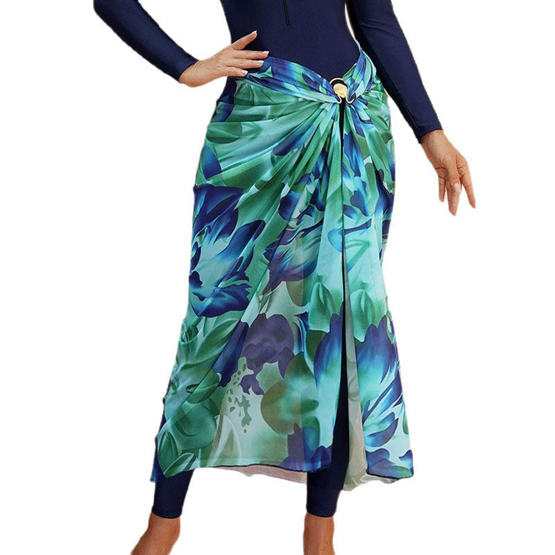 Ocean Bloom Floral Beach Sarong Wrap- Swim Cover Up