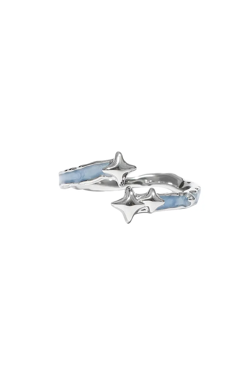 Star Silver Ring with Blue Stone