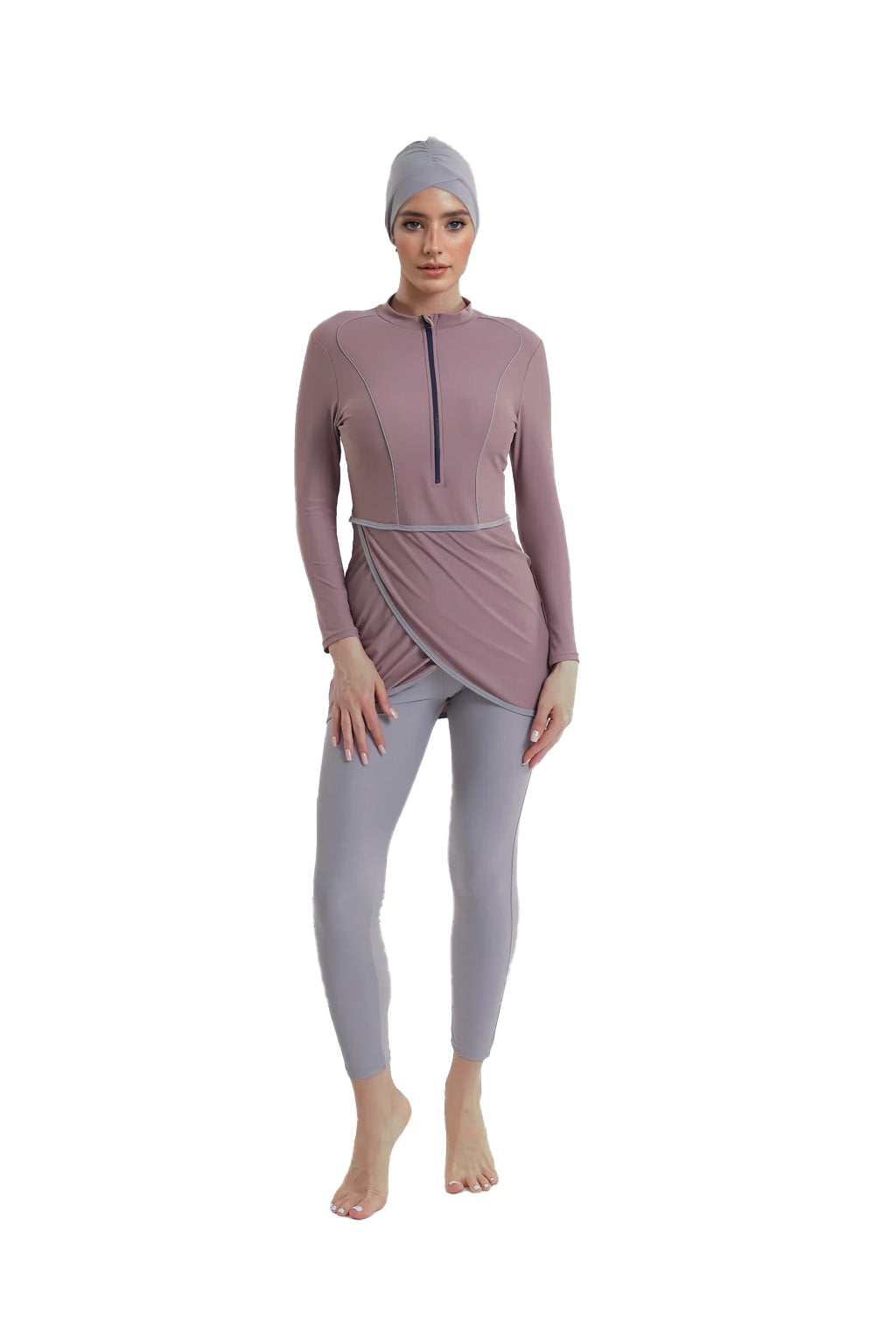 Zehra Modest Burkini 3-Piece Full Coverage Swim Set - Dusty Mauve