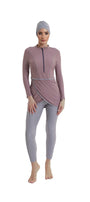 Zehra Modest Burkini 3-Piece Full Coverage Swim Set - Dusty Mauve
