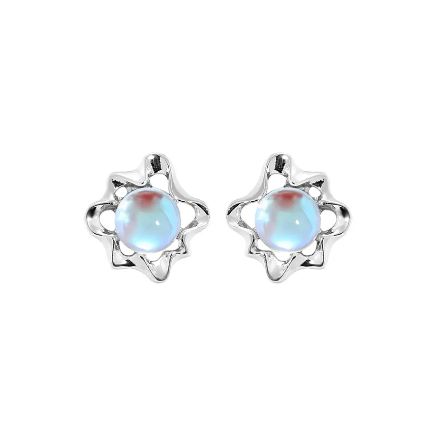 Flower Opal Silver Stud Earrings