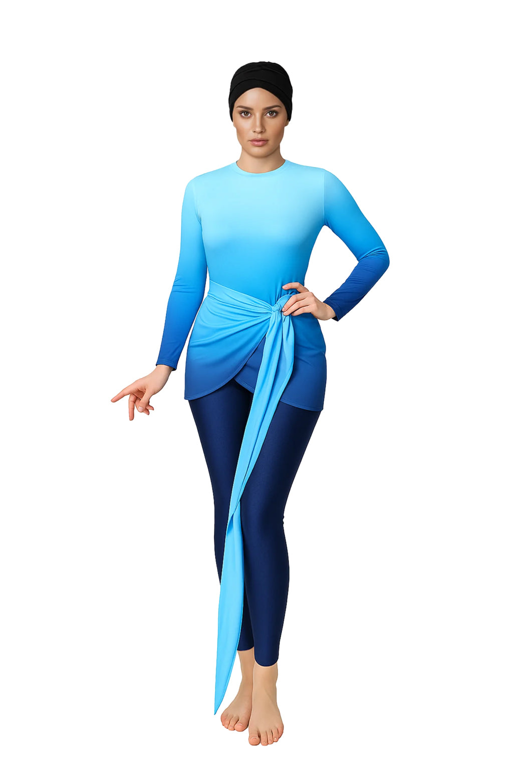 Nourah Modest Burkini 3-Piece Full Coverage Swim Set - Ocean