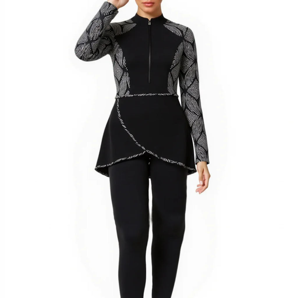 Zehra Modest Burkini 3-Piece Full Coverage Swim Set - Black