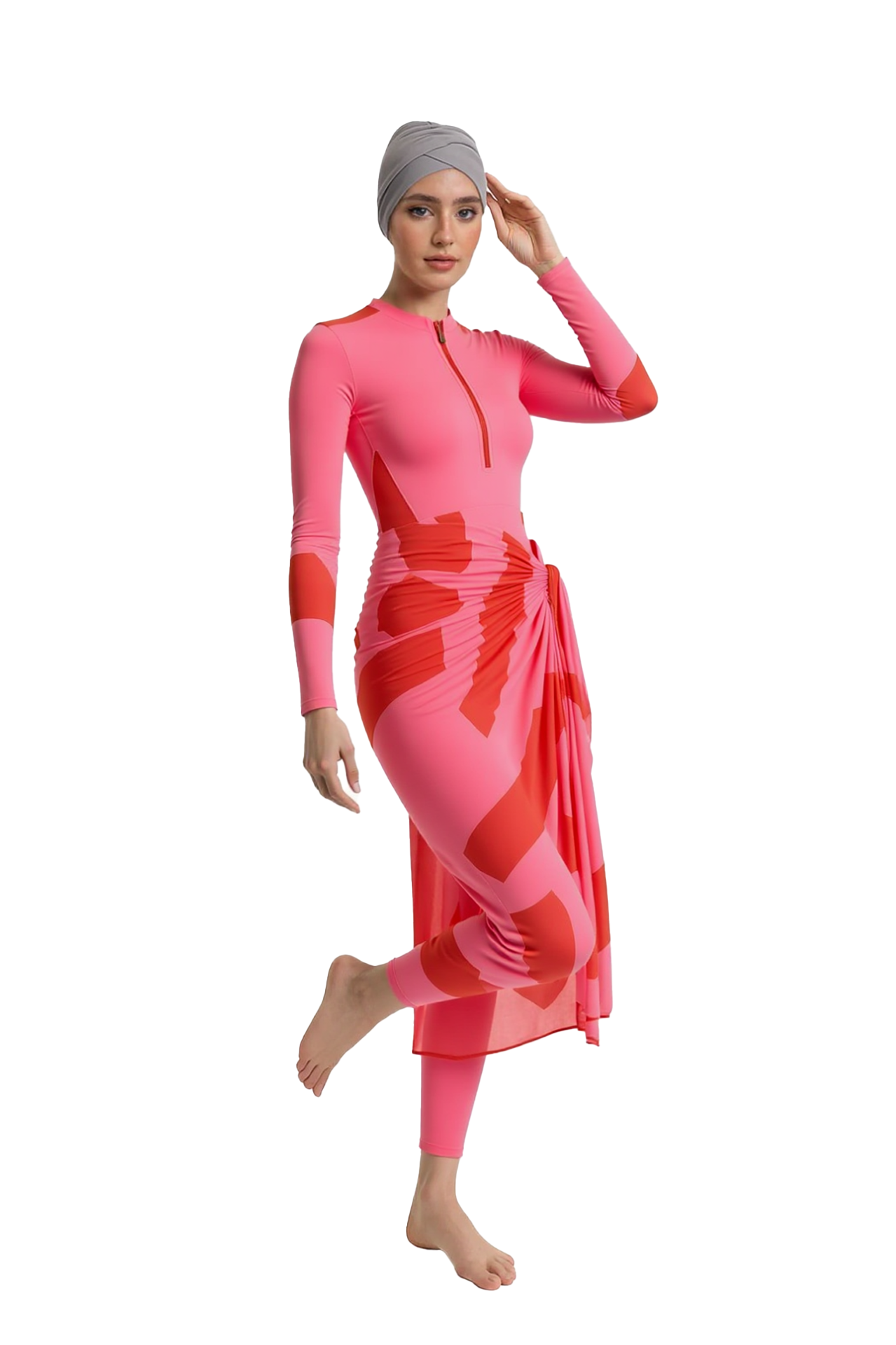 Maya Modest Burkini 3-Piece Full Coverage Swim Set - Red