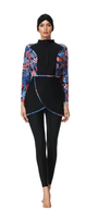 Zehra Modest Burkini 3-Piece Full Coverage Swim Set – Tropical Navy Print