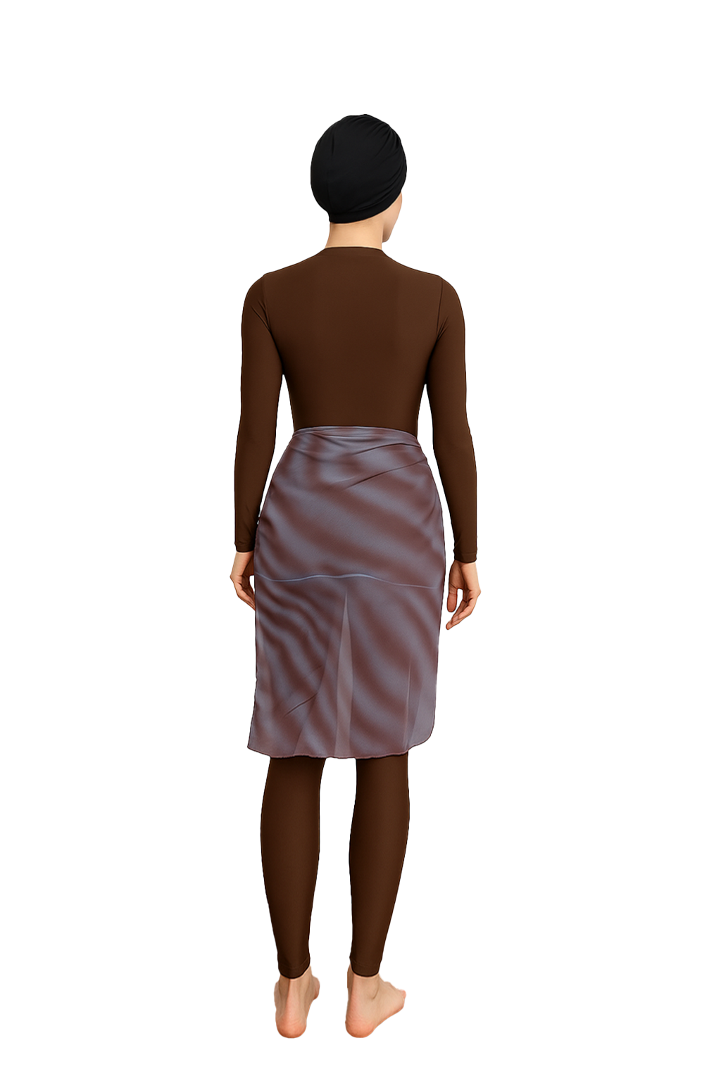 Farah Modest Burkini 3-Piece Full Coverage Swim Set - Chocolate Brown