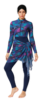 Maya Modest Burkini 3-Piece Full Coverage Swim Set - Peacock Print