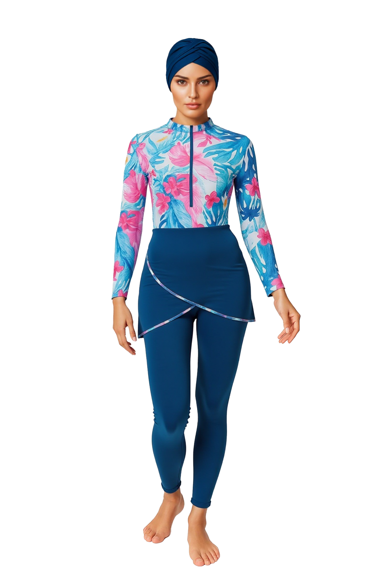 Zehra Modest Burkini 3-Piece Full Coverage Swim Set - Sapphire Blue