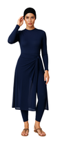 Asma Elegant Modest Burkini 3-Piece Full Coverage Swim Set - Deep Navy