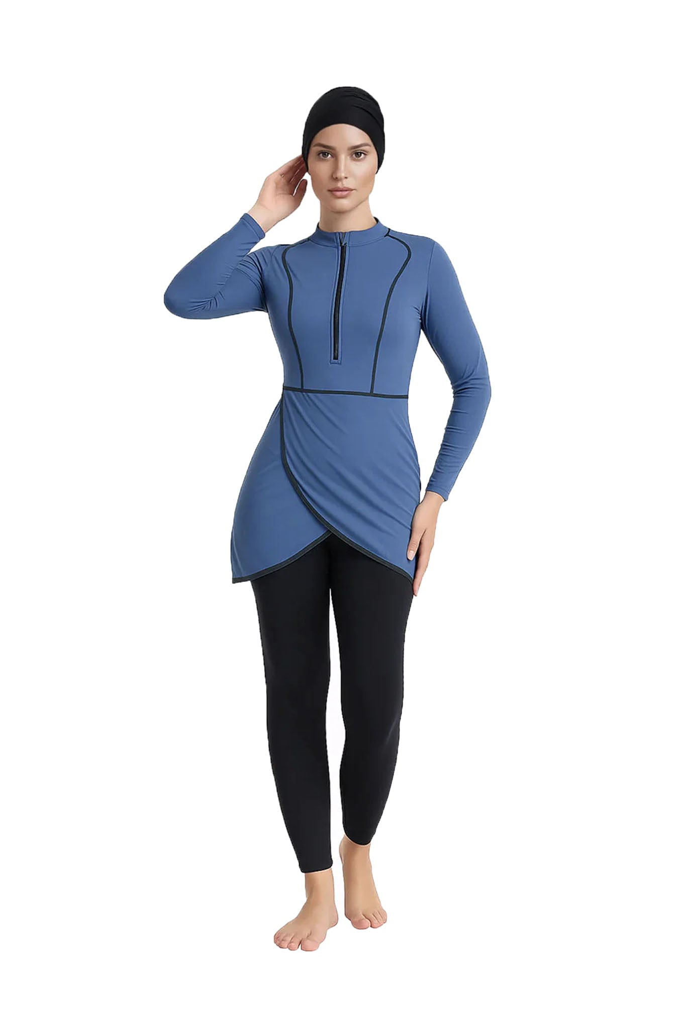 Zehra Modest Burkini 3-Piece Full Coverage Swim Set - Dusty Blue