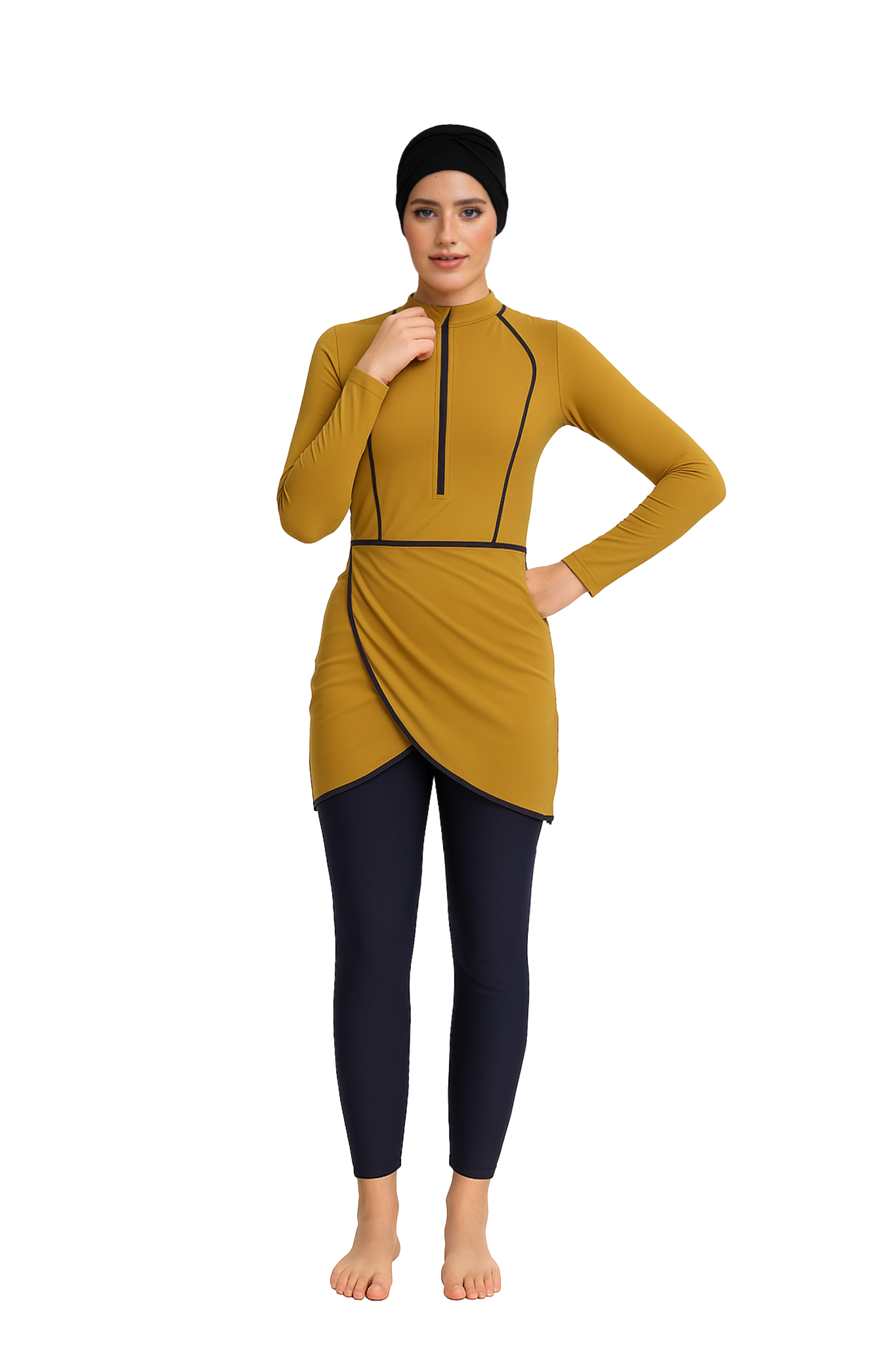 Zehra Modest Burkini 3-Piece Full Coverage Swim Set - Mustard Gold