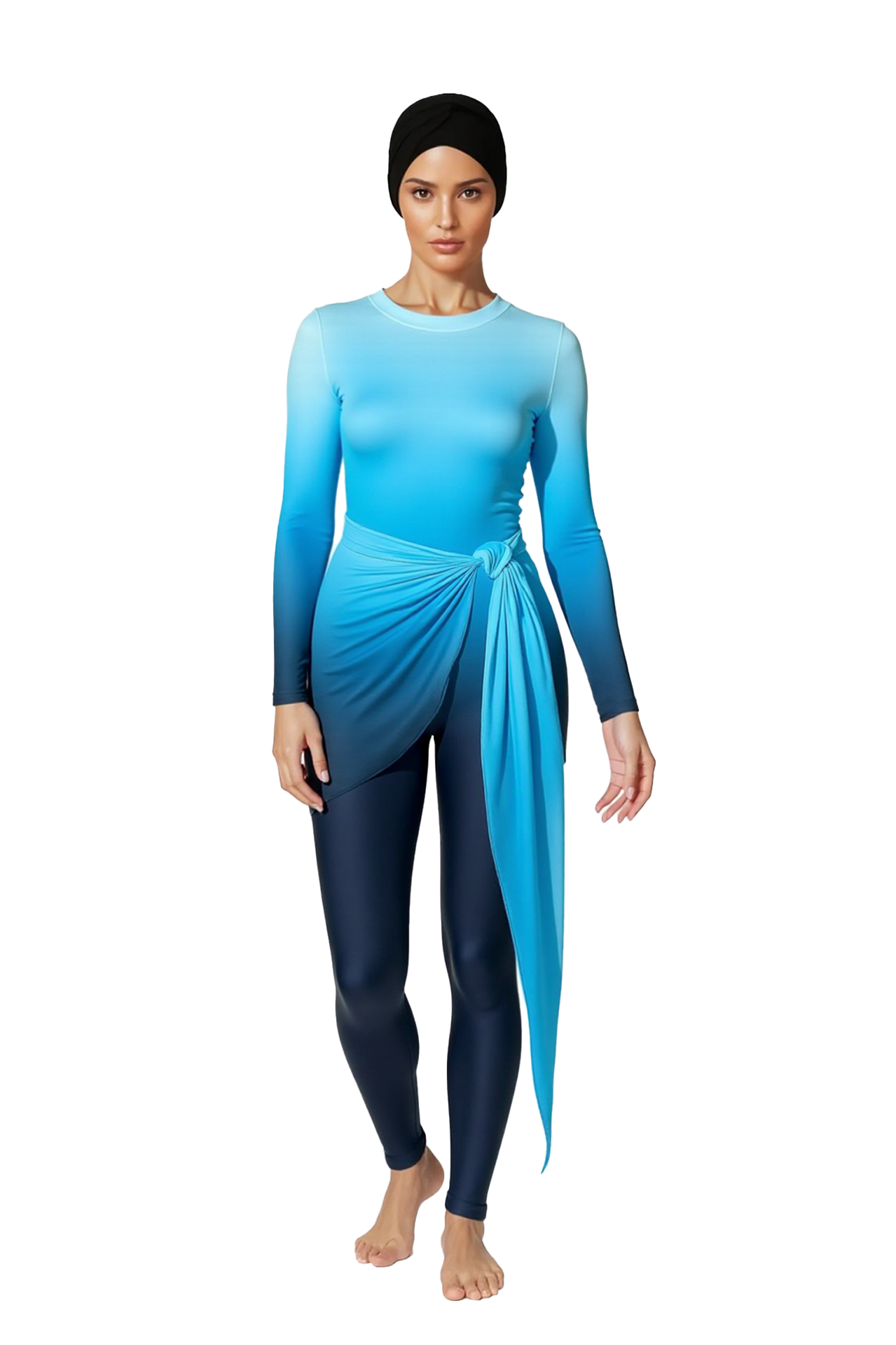 Nourah Modest Burkini 3-Piece Full Coverage Swim Set - Ocean