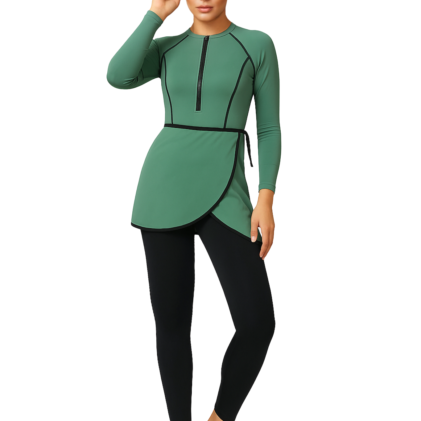 Zehra Modest Burkini 3-Piece Full Coverage Swim Set - Sage Green