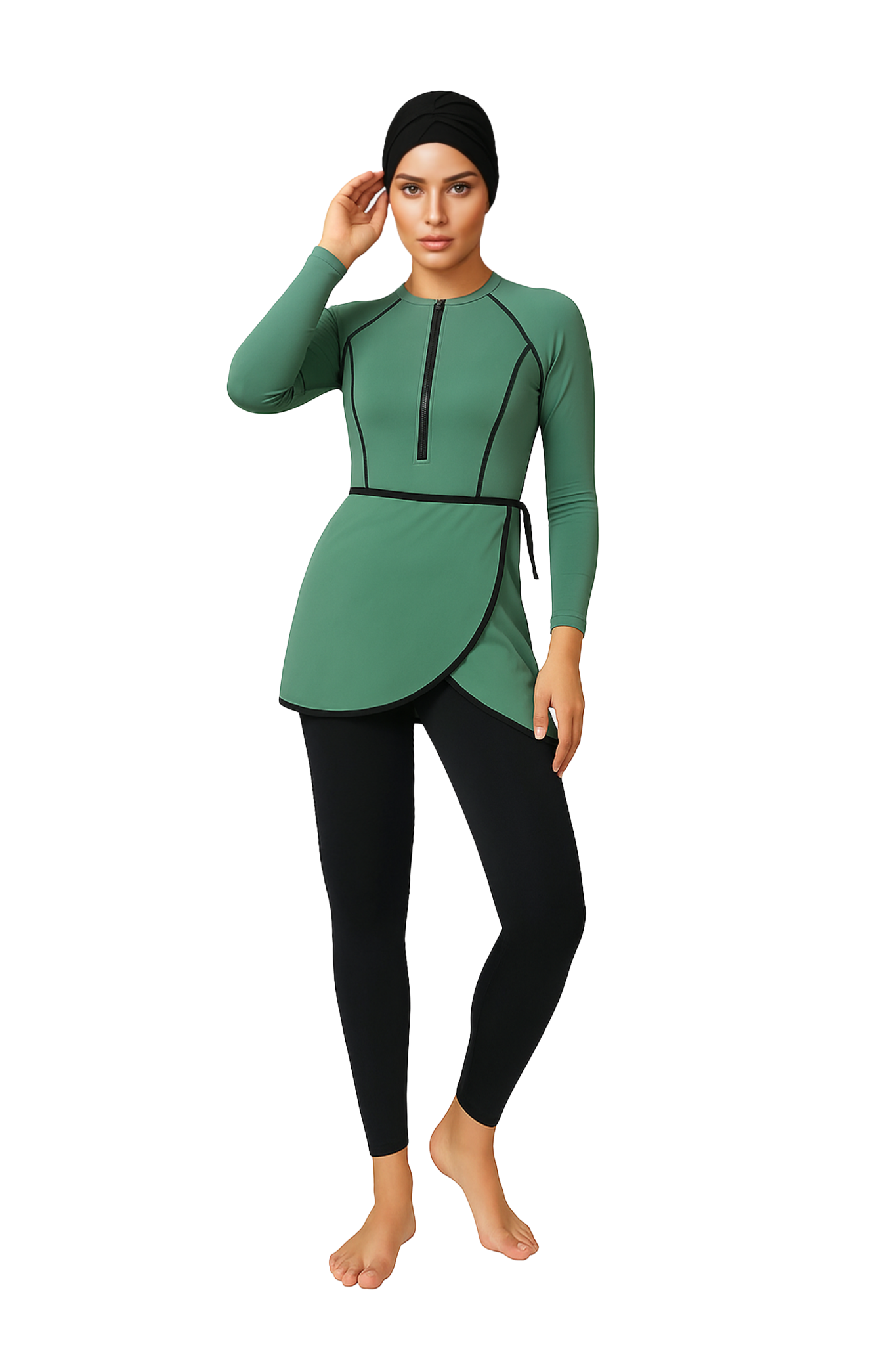 Zehra Modest Burkini 3-Piece Full Coverage Swim Set - Sage Green