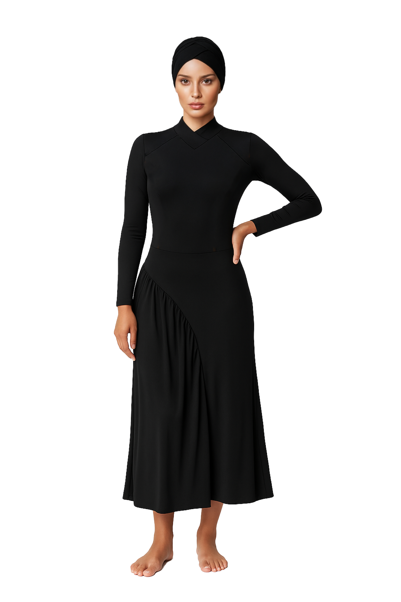 Safiya Modest Burkini 3-Piece Full Coverage Swim Set - Jet Black