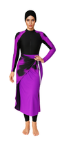 Solara Modest Burkini 3-Piece Full Coverage Swim Set - Purple Dusk