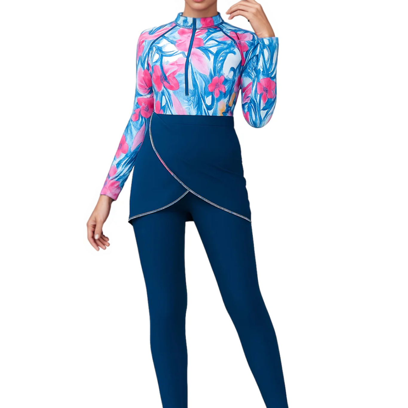 Zehra Modest Burkini 3-Piece Full Coverage Swim Set - Sapphire Blue