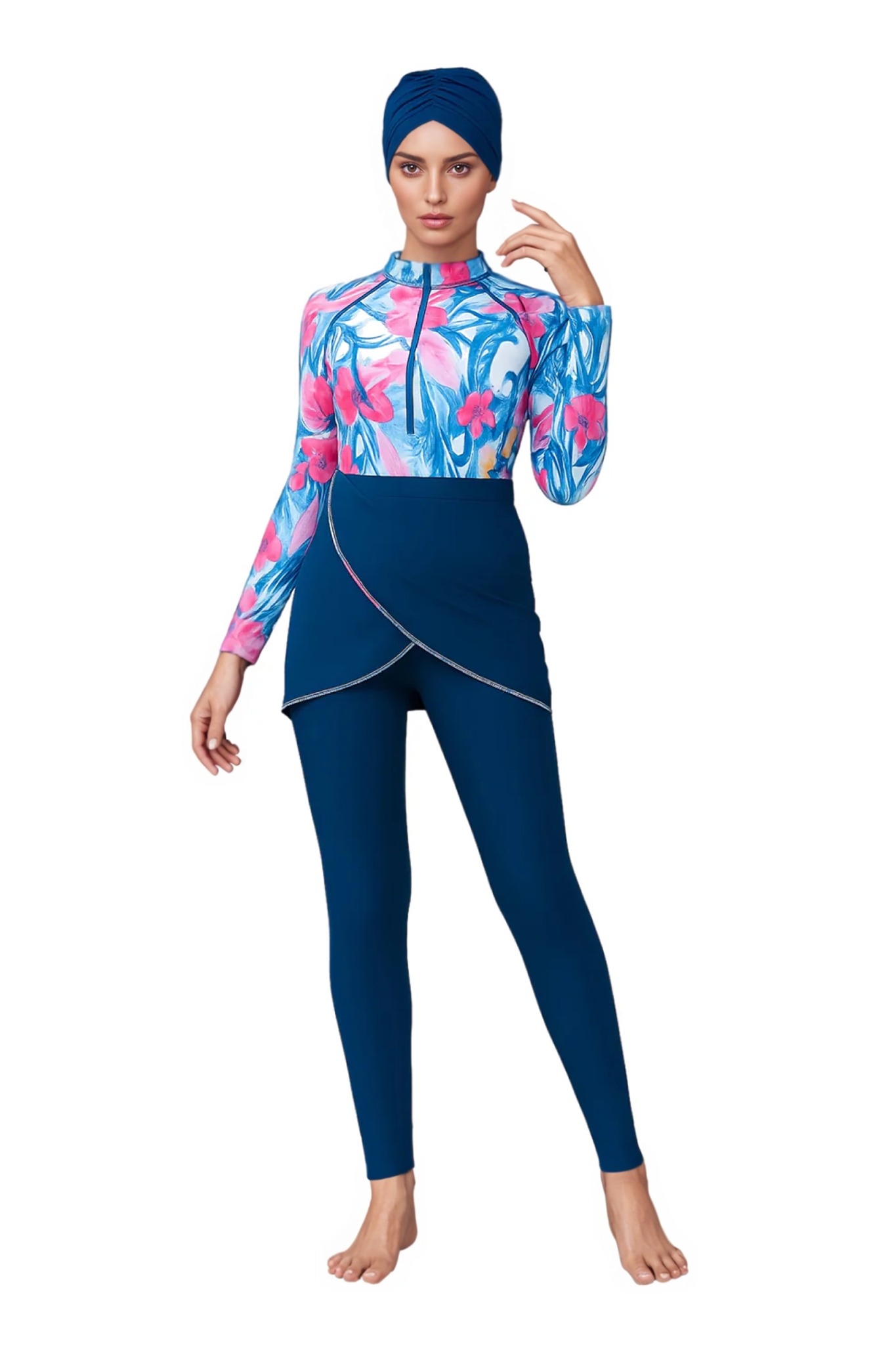 Zehra Modest Burkini 3-Piece Full Coverage Swim Set - Sapphire Blue