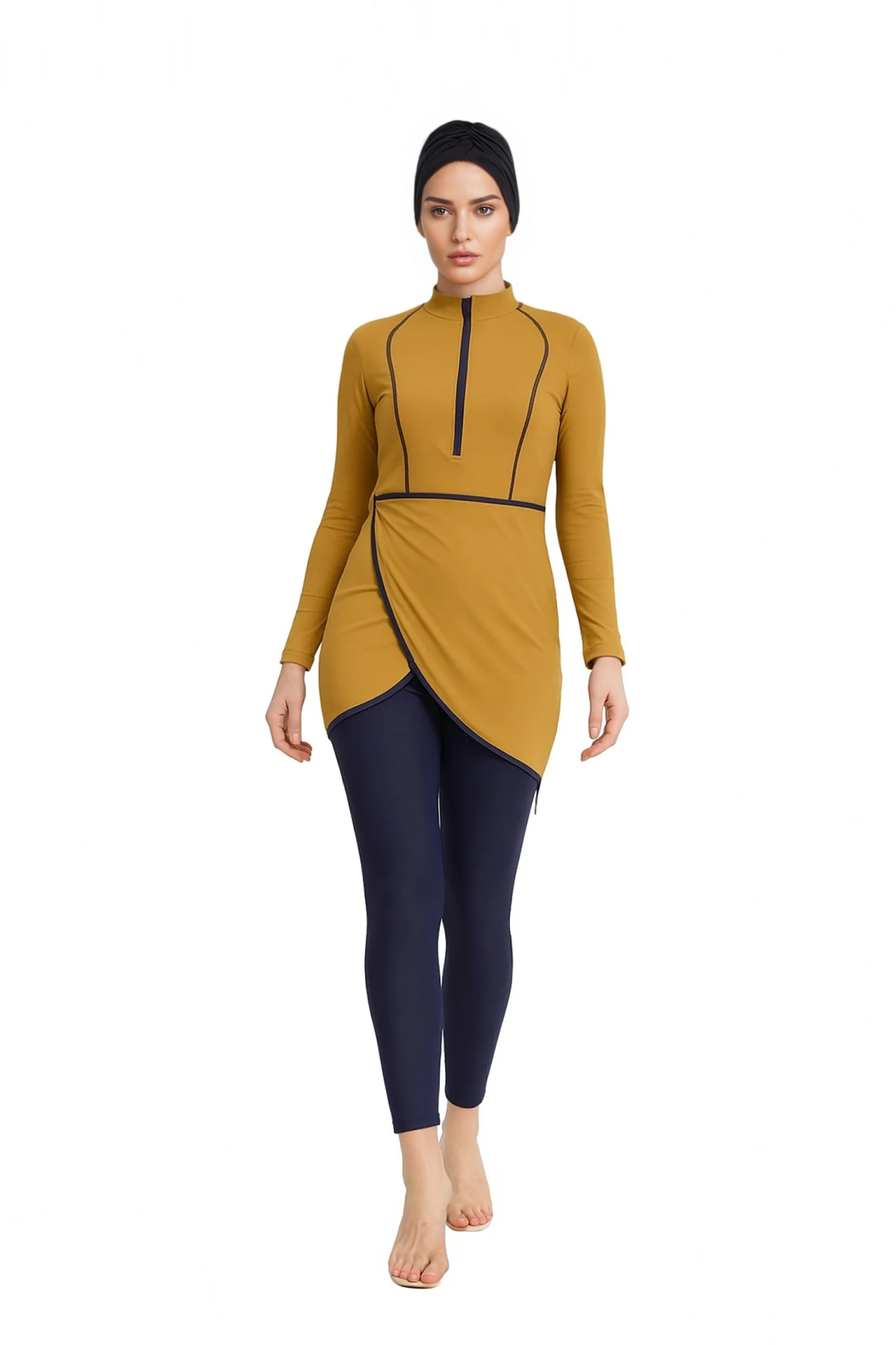 Zehra Modest Burkini 3-Piece Full Coverage Swim Set - Mustard Gold