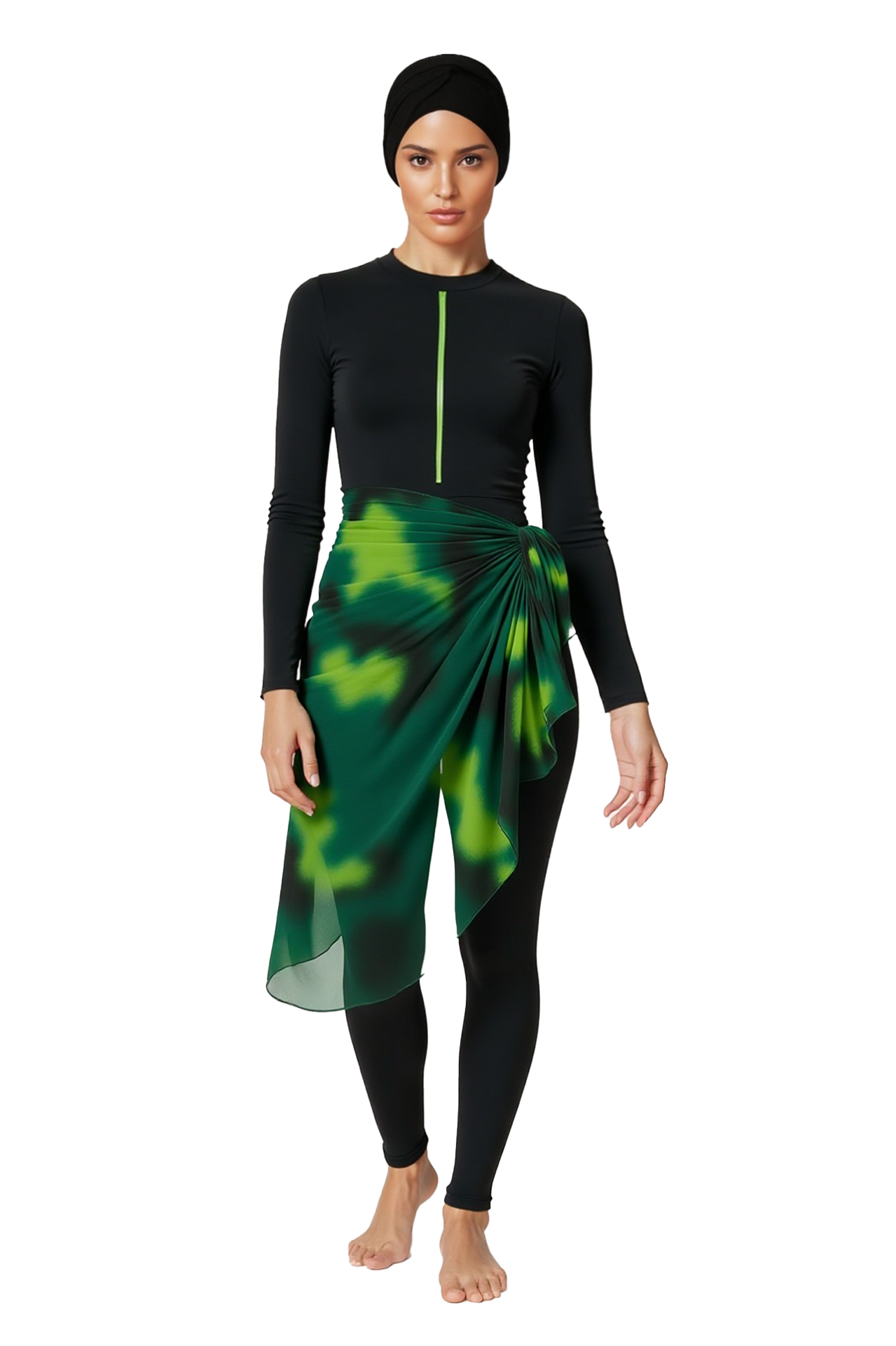 Farah Modest Burkini 3-Piece Full Coverage Swim Set - Black