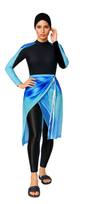 Solara Modest Burkini 3-Piece Full Coverage Swim Set - Ocean Wave
