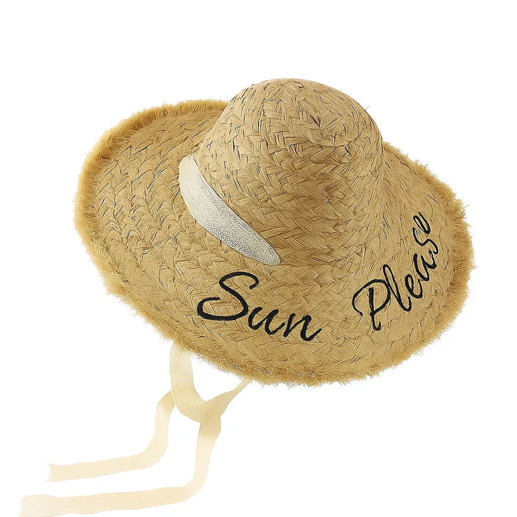 Coastal Grace Embroidered Wide-Brim Straw Hat