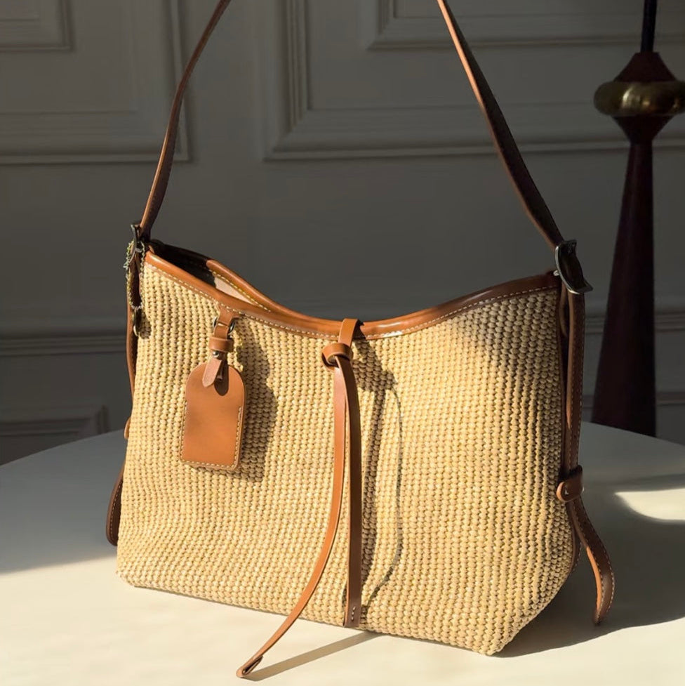 Yumna Straw Bag - Chestnut