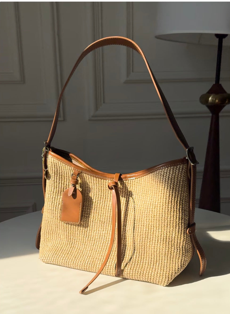 Yumna Straw Bag - Chestnut