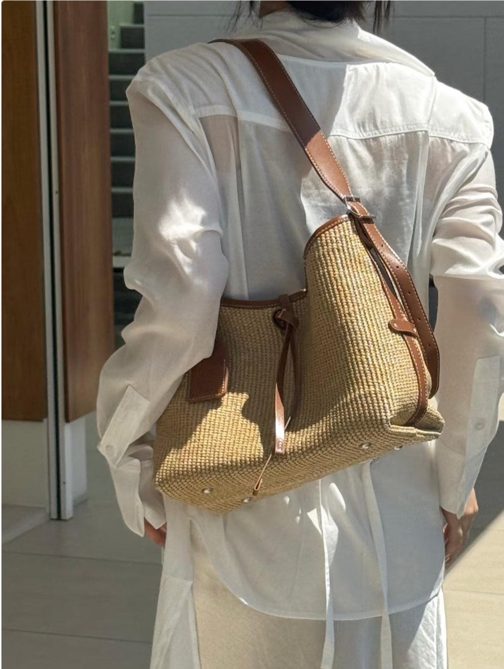 Yumna Straw Bag - Chestnut