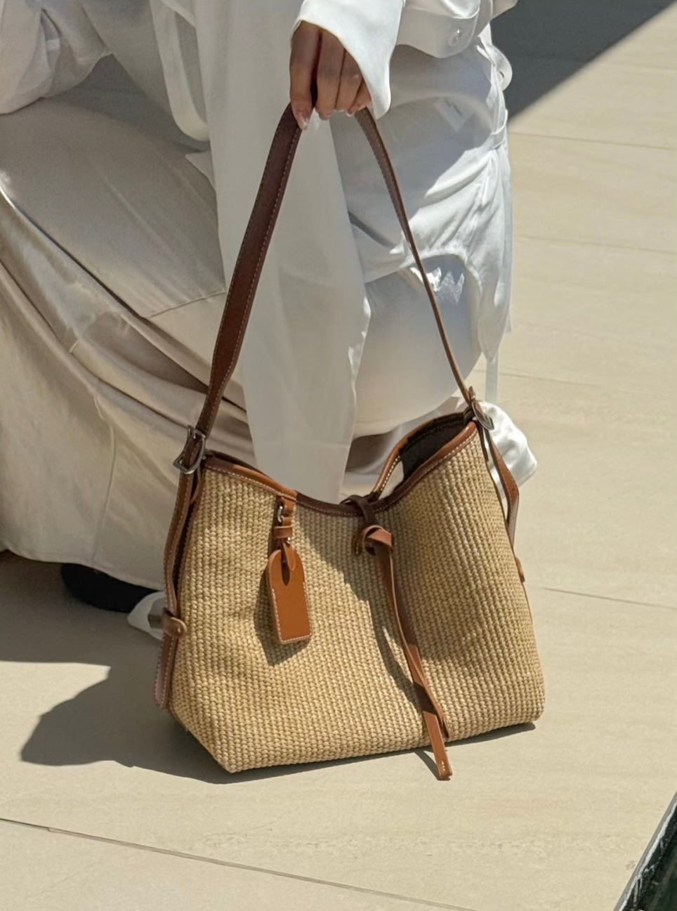 Yumna Straw Bag - Chestnut