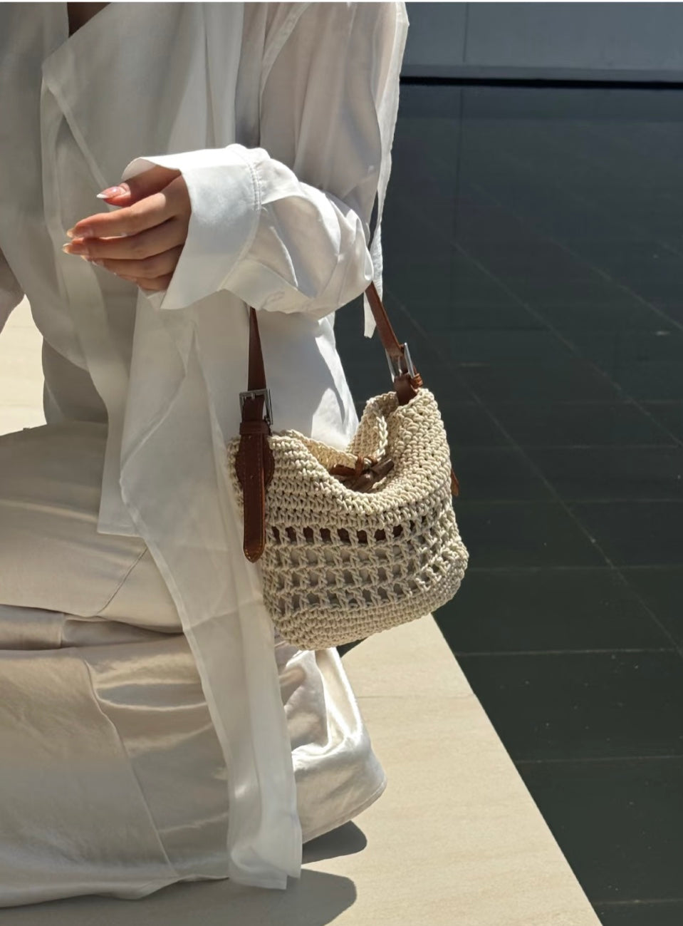 Rimsha Woven Handbag - Camel