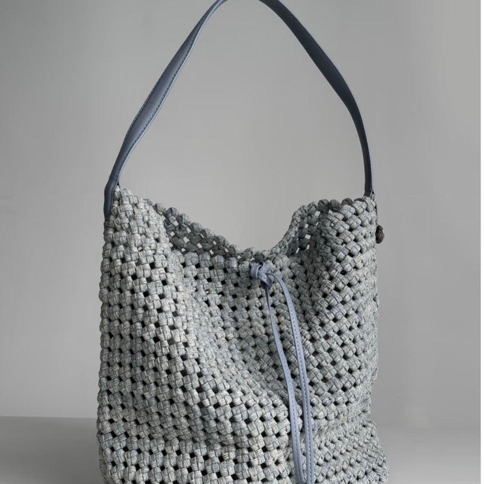 Naima Shoulder Bucket Bag - Dusty Blue