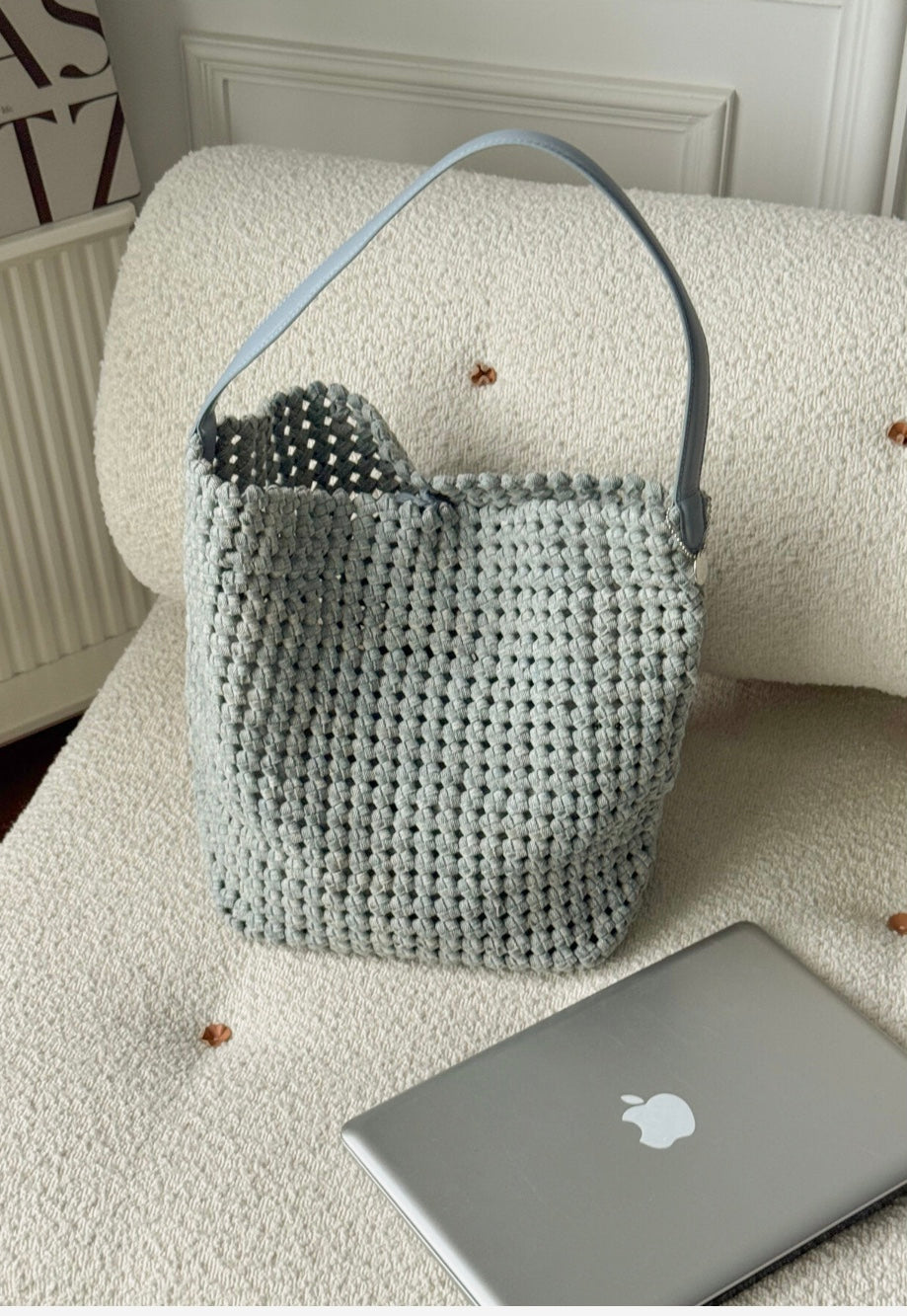 Naima Shoulder Bucket Bag - Dusty Blue