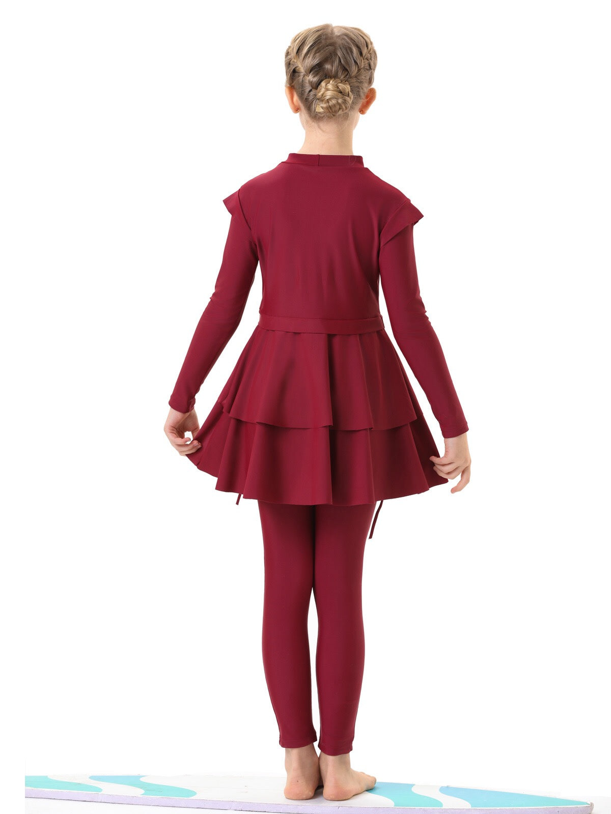Aaliyah 3-Piece Kids' Modest Swimsuit-Ruby Red