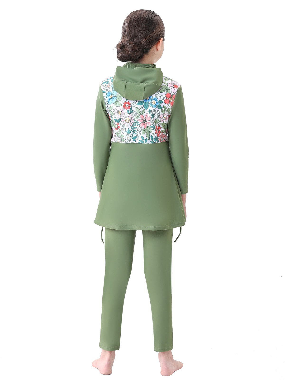 Rahma 3-Piece Kids' Modest Swimsuit-Olive Green